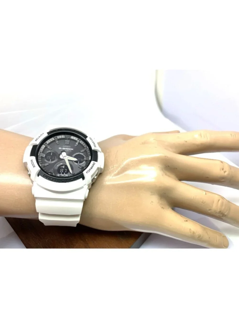 Casio Mens Watch G-Shock GAS100 White Resin Analog Digital Tough Solar 47mm 5445